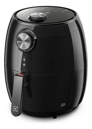 Air fryer Fritadeira Sem Óleo Elétrica Electrolux 4,5L Total Cesto Removível Com Timer 1400W EAF15 Efficient Por Rita Lobo Preta 110v