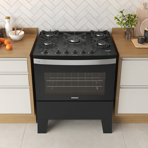 Fogão De Piso Itatiaia 5 Bocas Tc Itaglass Plus Cor Preto 127/220V Bivolt